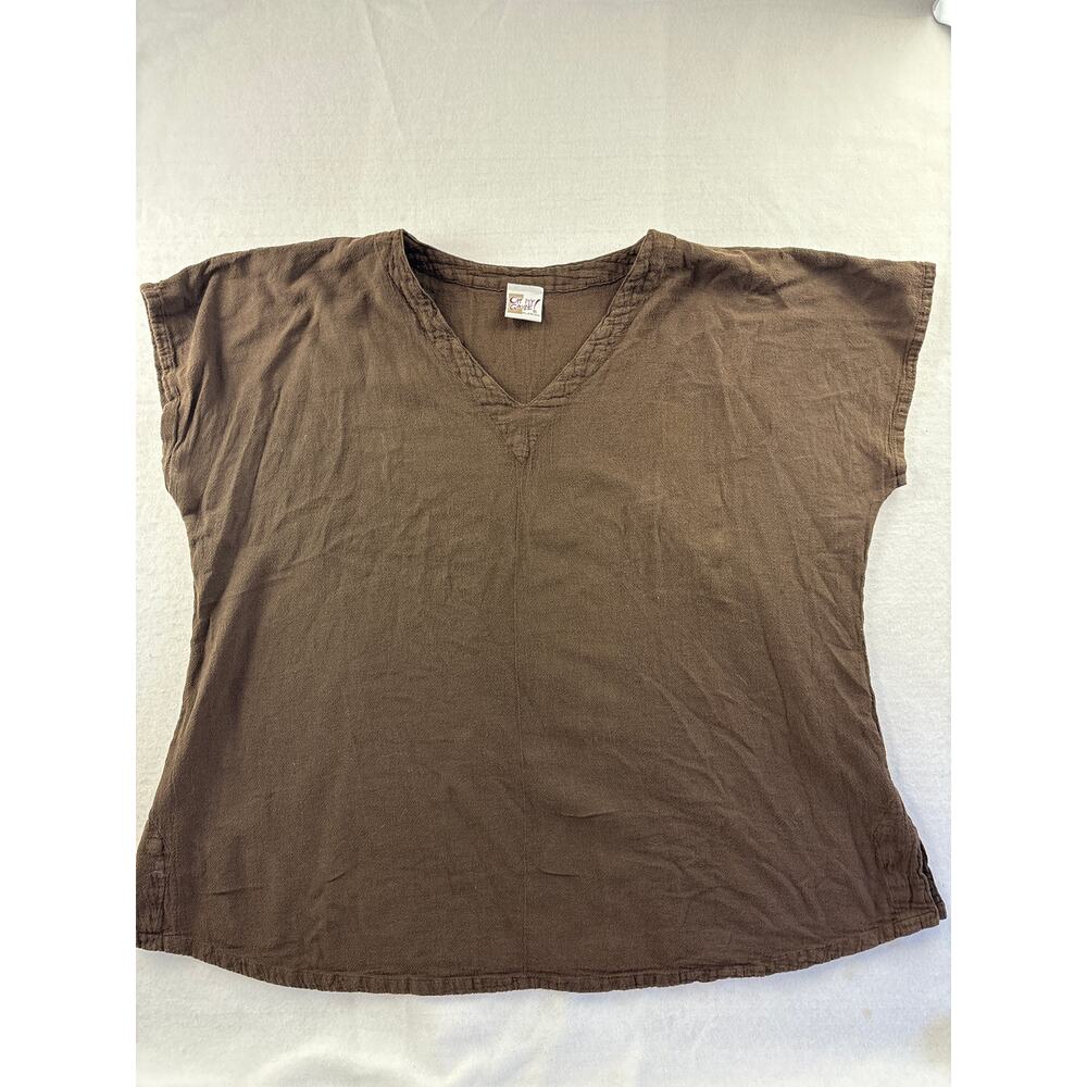 Oh My Gauze! Brown V‑Neck Tank Top
